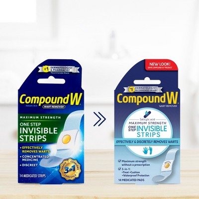 Compound W Maximum Strength One Step Invisible Wart Remover Strips - 14 ct *Exp 12/28