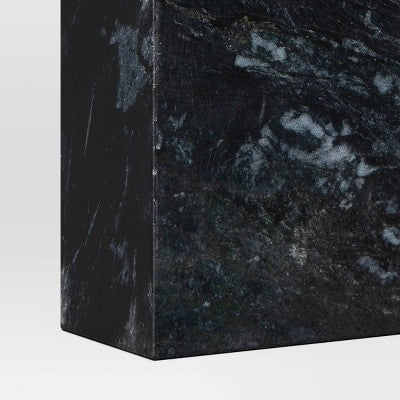 2pc Marble Bookends Black - Threshold : Elegant Support for Tabletop & Shelf Organization *Damaged Packaging*