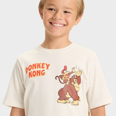 Boys' S (6/7) Donkey Kong Short Sleeve Graphic T-Shirt - Off-White