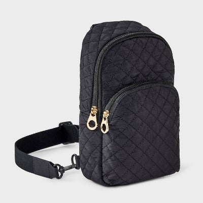 Quilted Sling Crossbody Bag - Universal Thread  Black