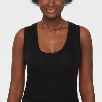 Bar Charm Layered Necklace - Universal Thread  Gold: Lobster Claw Clasp, 3 Inch Extender, 30% Recycled Brass