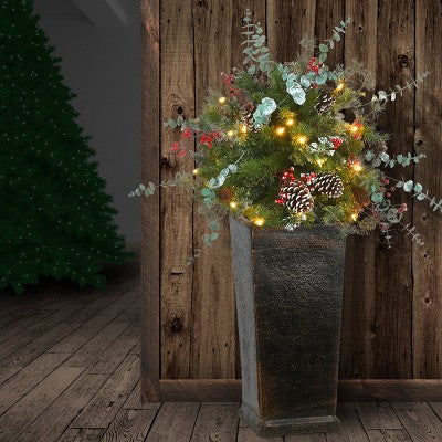 3' Prelit LED Potted Meadow Basin Tree White Lights - National Tree Company *Small Chip Bottom Corner*  *Open Box All Contents Included*