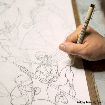 6pc Manga Comic Pro Drawing Set - Black Pigma Micron: Fine Point 0.5mm Porous Pens, Black Ink, 6 Pack