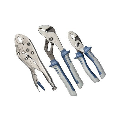 Blue Ridge Tools 3pc Household Plier Set: Steel Slip Joint, Tongue & Groove, Locking Pliers Tools