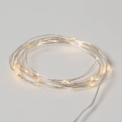 9' 7 LED Dewdrop Christmas Indoor Fairy String Lights White/Gold with Silver Wire 30 Bulb