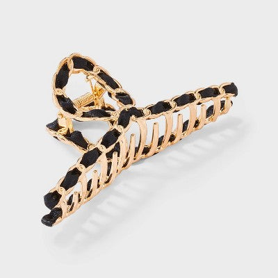 Ribbon Chain Hair Claw Clip - A New Day  Black/Gold