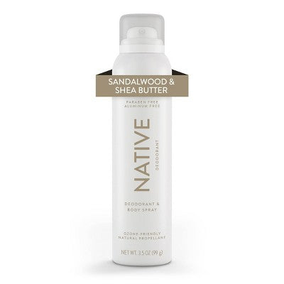 Native Deodorant & Body Spray - Sandalwood & Shea Butter - Aluminum Free - 3.5oz **May Be Missing Lid**