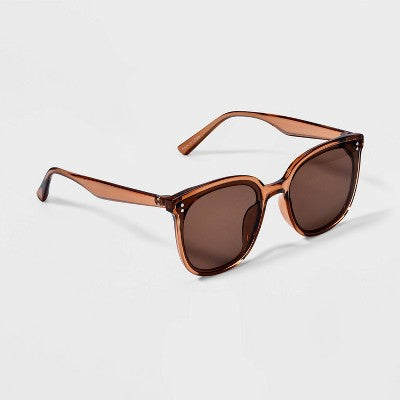 Women's Plastic Round Sunglasses - Wild Fable  Brown: UV Protection, Recycled Frame, Polycarbonate Lens