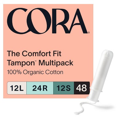 Cora Organic Cotton Tampons Mix - 48ct