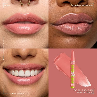 NYX Professional Makeup Fat Oil Slick Click Tinted Lip Balm - Story or Post - 0.07oz