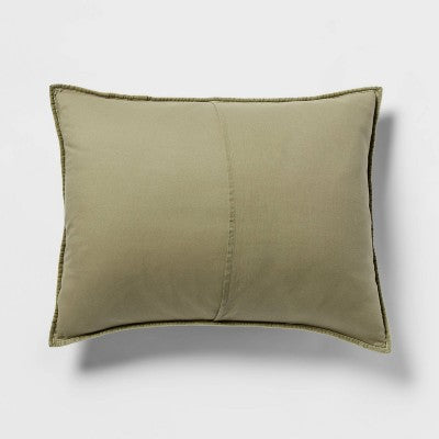 Standard Channel Stitch Velvet Quilt Sham Green - Threshold : Cotton Backing, OEKO-TEX Certified, No Flange