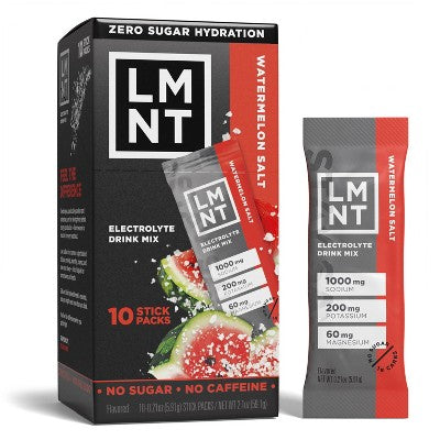 LMNT Zero-Sugar Electrolytes Sports Drink - Watermelon Salt - 2.1oz/10ct *Exp 04/2027* *Damaged Box*