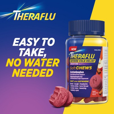 Theraflu Severe Cold Relief Nighttime Soft Chews - Apple Cinnamon - 20ct *Exp 2026/05*
