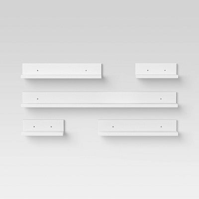 5pk Wall Shelf Picture Ledge White