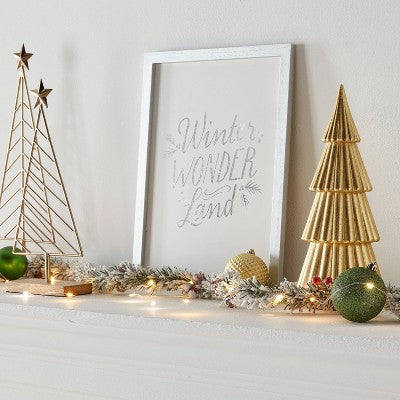 9' 7 LED Dewdrop Christmas Indoor Fairy String Lights White/Gold with Silver Wire 30 Bulb