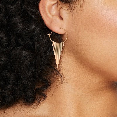 Paddle Fringe Wire Hoop Earrings