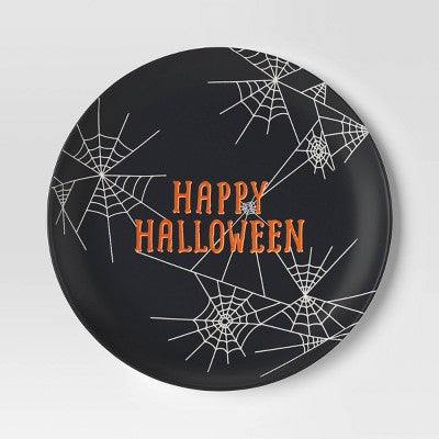 8.5  Inch Melamine Happy Halloween Dinner Plate Black - Hyde & EEK! Boutique 1 CT