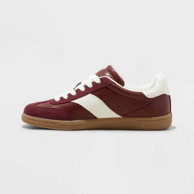 Women's 8.5 Spencer Fashion Sneakers with Memory Foam Insole - Universal Thread Burgundy Lace Up, Low Top, Textured Outsole