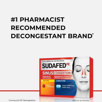 Sudafed PE Day + Night Maximum Strength Sinus Decongestant Tablets - 20ct *Exp 6/26*