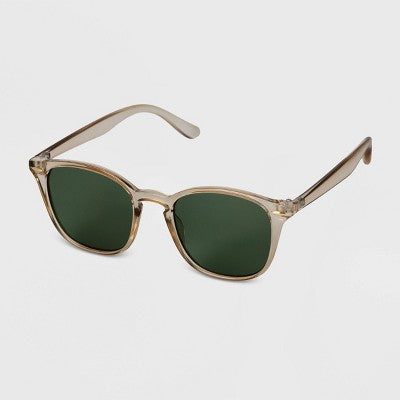 Men's Crystal Square Sunglasses - Goodfellow & Co  Beige: UV Protection, Recycled Plastic Frame