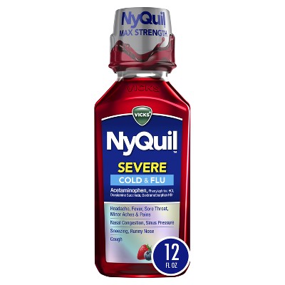 Vicks NyQuil Severe Cold & Flu Liquid Berry 12 fl oz *Exp 01/2027*