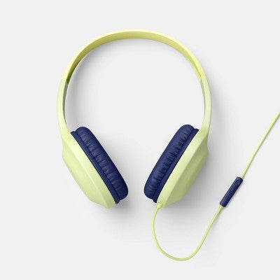 Wired On-Ear Headphones - Heyday Pastel Lime: Built-In Mic, 3.5mm Jack, Foam Cushions