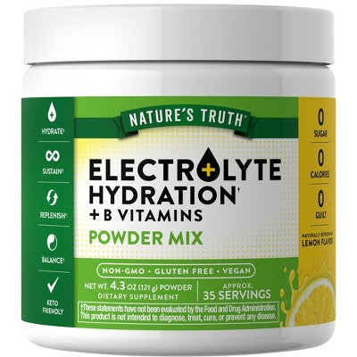 Nature's Truth Electrolytes Powder | No Sugar | Refreshing Lemon Flavor **Exp 06/2026**