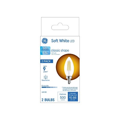GE 2pk 60W LED Decorative Light Bulbs Soft White