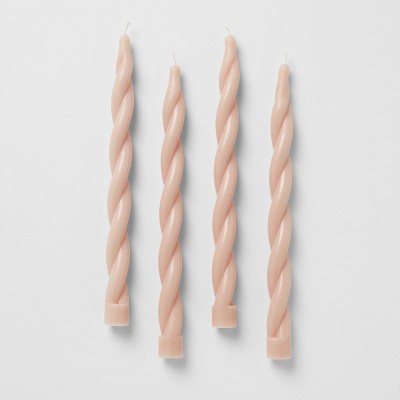 4pk Taper Candle Set Light Pink Twist - Threshold