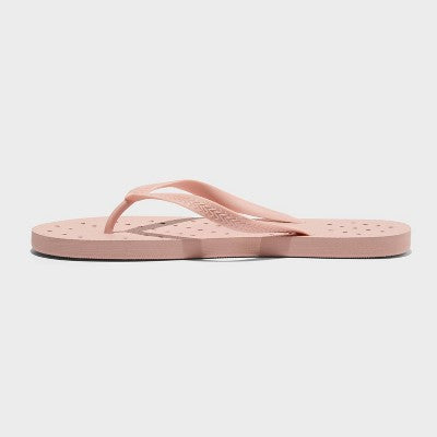 Women's Size L Shower Flip Flops Pink - Room Essential