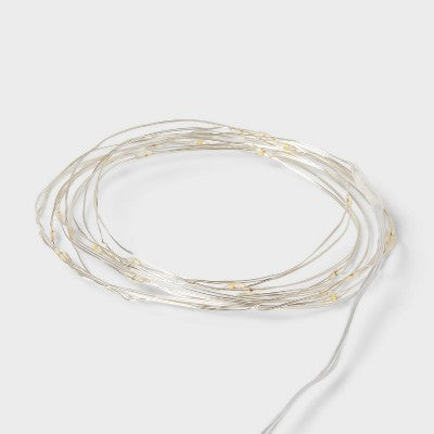 9' 7 LED Dewdrop Christmas Indoor Fairy String Lights White/Gold with Silver Wire 30 Bulb