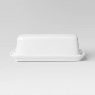 2pc Porcelain Butter Dish White - Threshold : Butter Holder, Microwave & Dishwasher Safe, 4 Volume Capacity