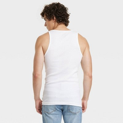 Men's S 4pk Ribbed Tank Top - Goodfellow & Co White