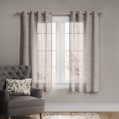 1pc 54"x95" Light Filtering Textured Weave Window Curtain Panel Gray - Threshold : Modern Basket Weave, UV Protection
