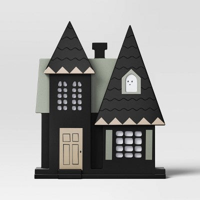 10 Inch Wood Haunted House Halloween Decorative Sculpture - Hyde & EEK! Boutique