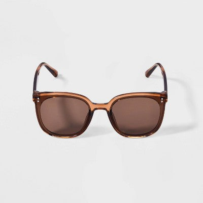Women's Plastic Round Sunglasses - Wild Fable  Brown: UV Protection, Recycled Frame, Polycarbonate Lens