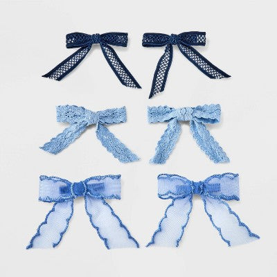 Girls' 6pk Ribbon Bow Clip Set - art class  Blue