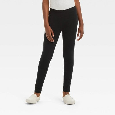 Girls' Size M(8) Leggings Pants - Cat & Jack Black M: Cotton Spandex Blend, High Rise, Elastic Waistband