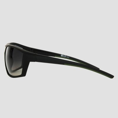 Men's Rubberized Plastic Wrap Sport Sunglasses with Gradient Lenses - All In Motion  Black: Scratch-Resistant, UV Protection