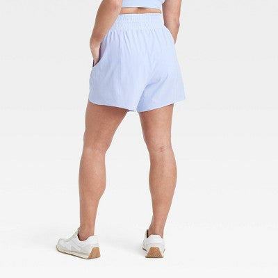 Women's Size M Flex Woven High-Rise Shorts 5" - All In Motion Periwinkle Blue M: Recycled Polyester, Spandex, Adjustable Waistband
