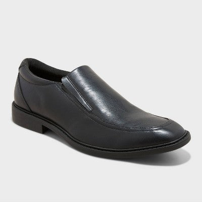 Men's 10.5 Toby Dress Shoes with Memory Foam Insole - Goodfellow & Co Black Slip-On Loafers, Treaded Outsole