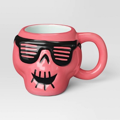 14.8 fl oz Halloween Earthenware Figural Skull Mug Pink - Hyde & EEK! Boutique