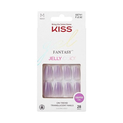 KISS Products Gel Fantasy Jelly Color Sculpted Long Square Translucent Fake Nails - Quince Jelly - 33ct