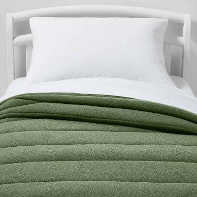 Toddler Channel Jersey Kids' Comforter Green - Pillowfort : Toddler Bedding Boy, Pillowfort Bedding, Quilted, OEKO-TEX Certified