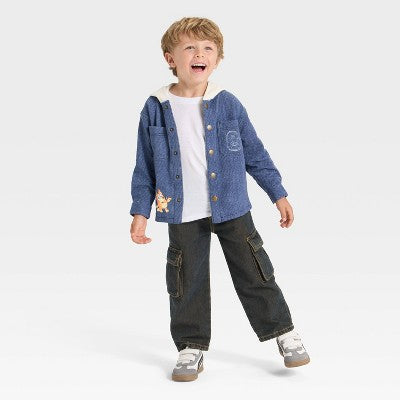 Boys' 18M - Bluey Knit Denim Button-Up Hoodie Jacket - Blue