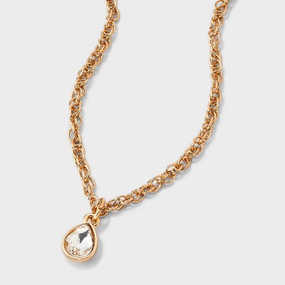 Singapore Chain Teardrop Pendant Necklace - A New Day  Gold