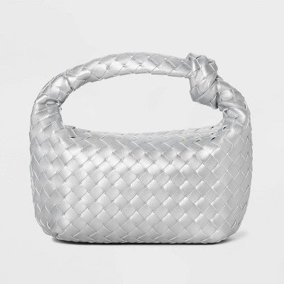 Mini Woven Handbag Clutch - A New Day Metallic Silver
