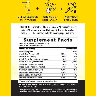 Nature's Truth Electrolytes Powder | No Sugar | Refreshing Lemon Flavor **Exp 06/2026**