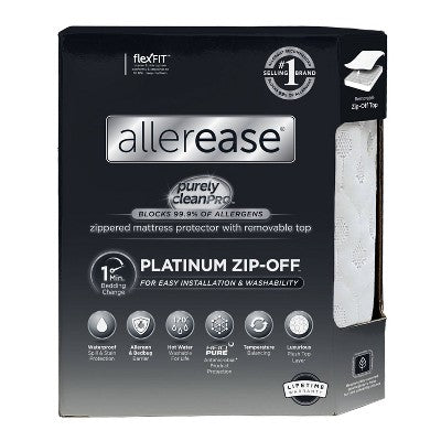 Allerease Full Platinum Zip-Off Plush Top Waterproof Allergen and Bedbug Barrier Mattress Protector: Hypoallergenic, Fits 14" Depth - Full