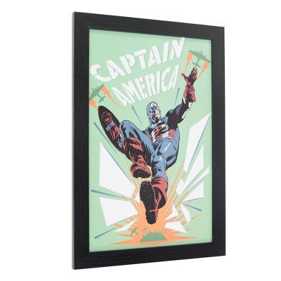 19 x 13 Licensed Marvel Comics Captain America Retro Framed Wall Art - American Art Decor: MDF Vertical Panel for Office Decor